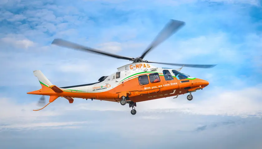 Magpas Air Ambulance Helicopter In Flight